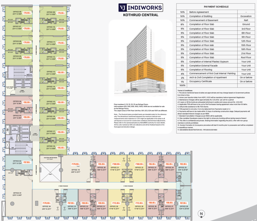 Price Chart for VJ Indiworks Kothrud - Commercial Offices for Sale
